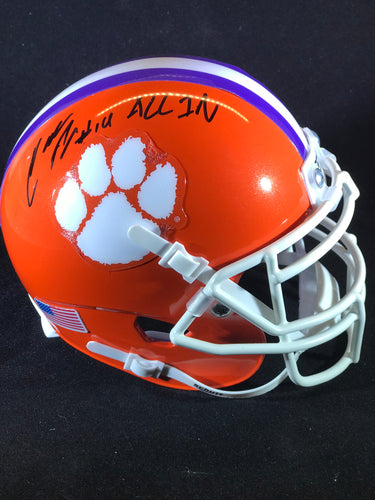 Charone Peake Signed Clemson Tigers Mini Helmet